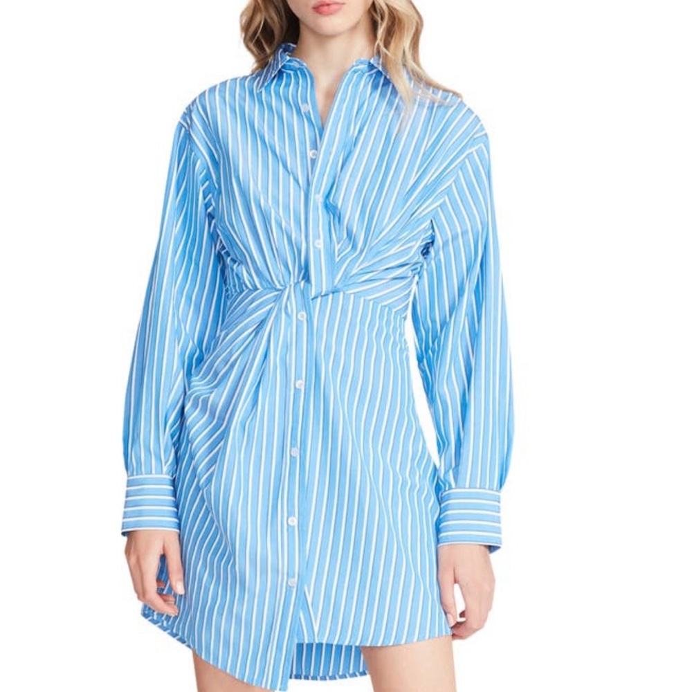 Steve Madden Blue Striped Long Sleeve Dress